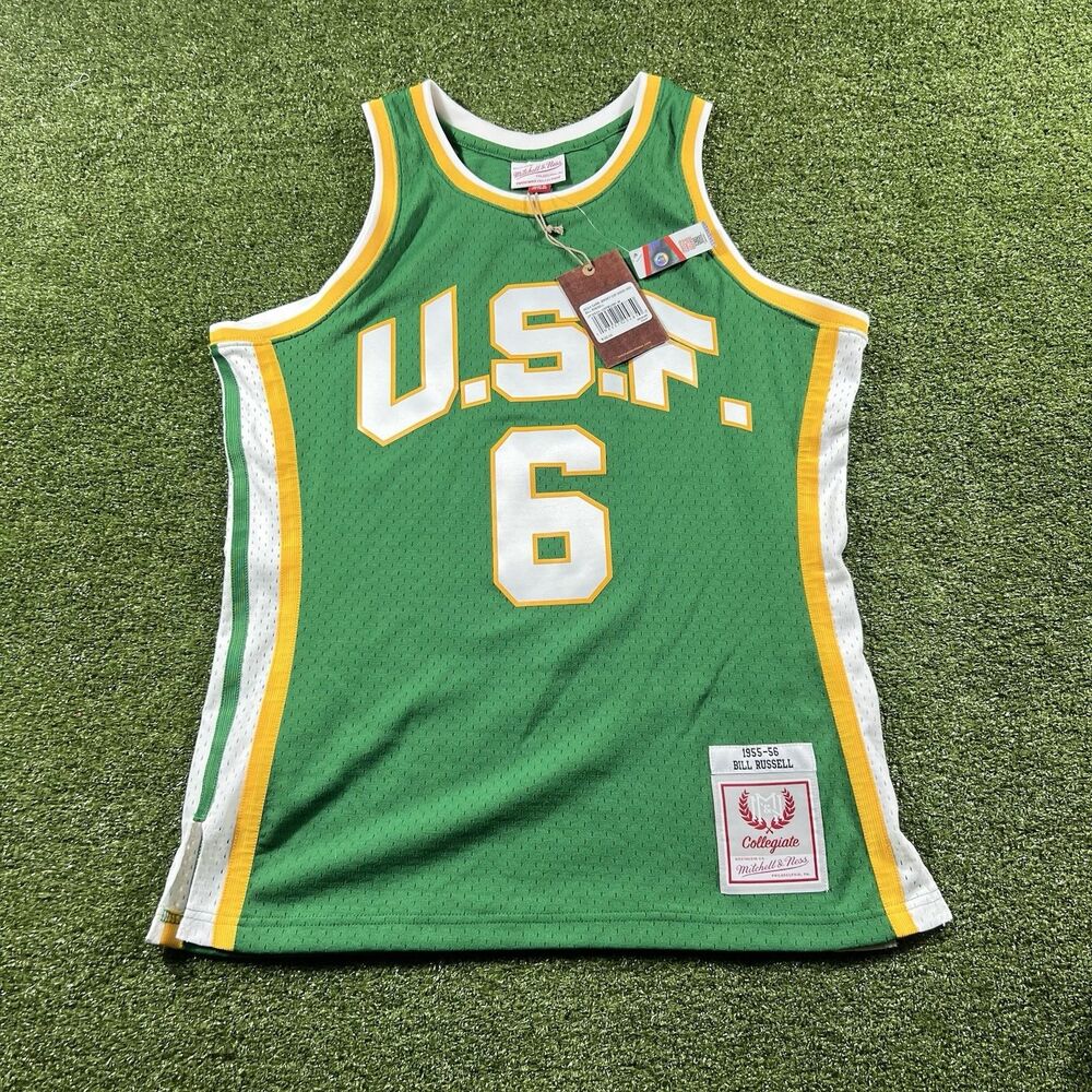 Men's Mitchell & Ness Bill Russell Green San Francisco Dons 1955/56 Swingman M